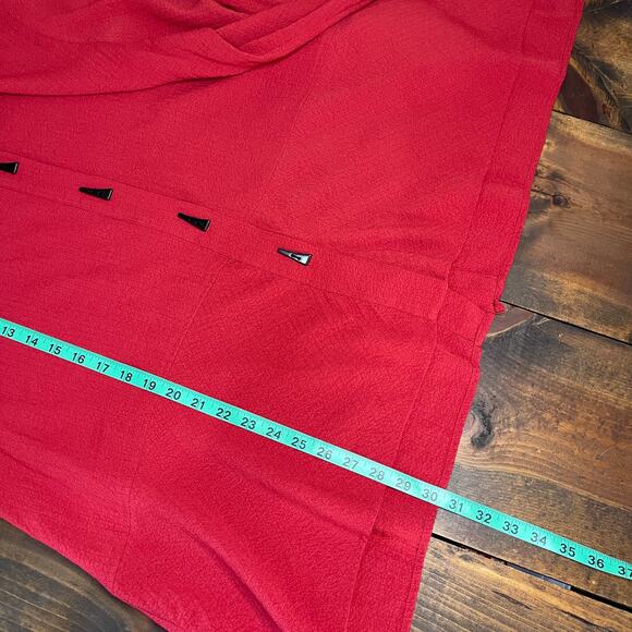 Ali Miles Red Black Toggle Button Closure Roll Tab Sleeve Blouse Women's 1X - Picture 9 of 9